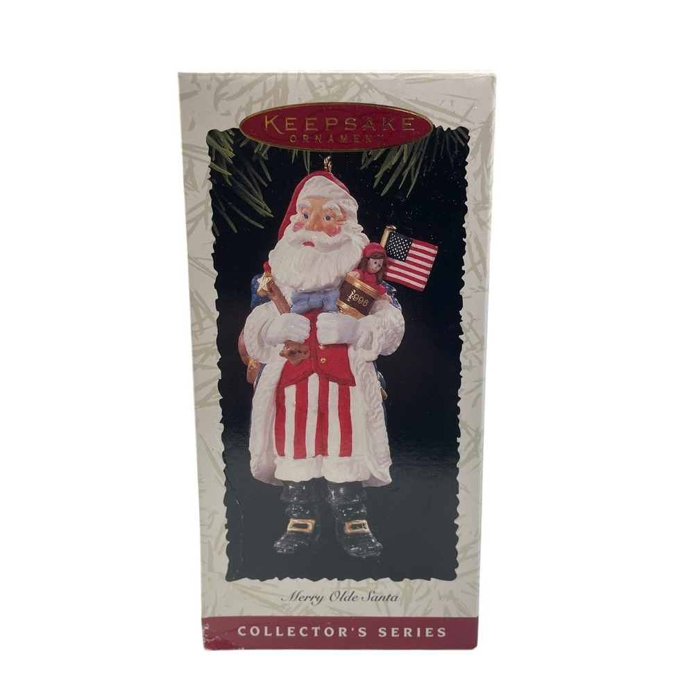 1996 Merry Olde Santa Hallmark Keepsake Ornament 7th In The Series Patriotic USA